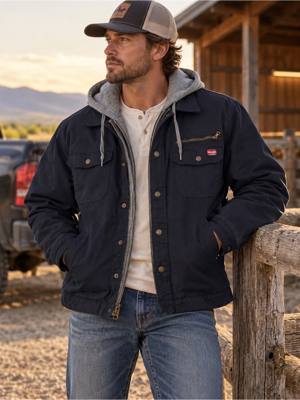 Wrangler Workwear Hooded Quilted Lined Jacket Men’s XL Navy